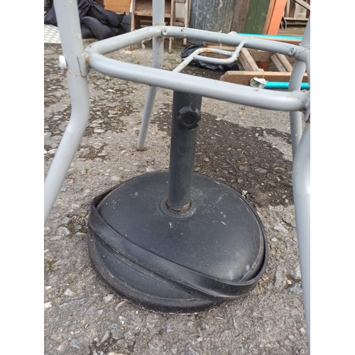 27 - Glass Topped Metal Garden Table with Parasol Base