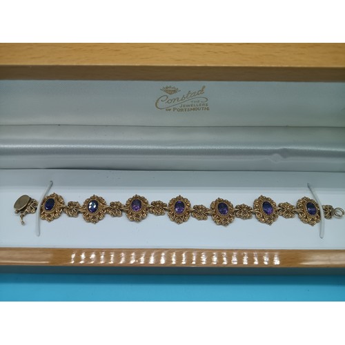 403 - Georgian 9ct Gold and Amethyst Bracelet 28.2 Grams Total Weight