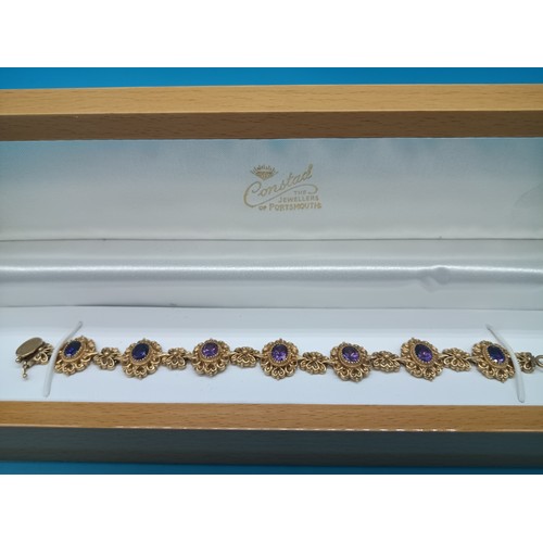 403 - Georgian 9ct Gold and Amethyst Bracelet 28.2 Grams Total Weight