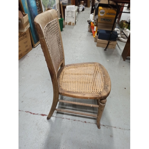 1104 - Wooden Chair with Rattan Seater and Back Rest - In Need of Slight Attention