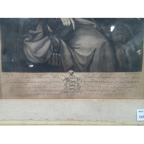 330 - A 1682 Engraving Of Sir John Moore- Lord Mayor of London By Sir Peter Lely.