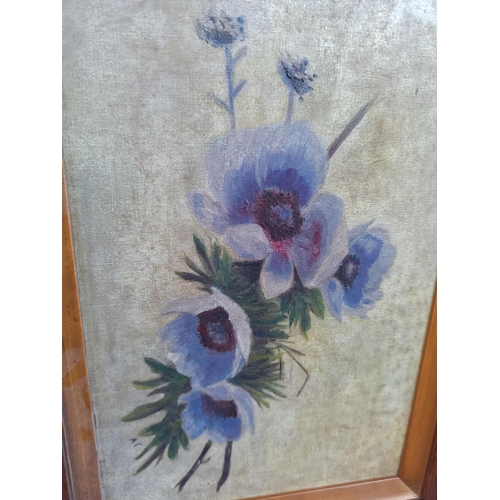 331A - 2 x Oil On Board Paintings Of Flowers. Signed AF.