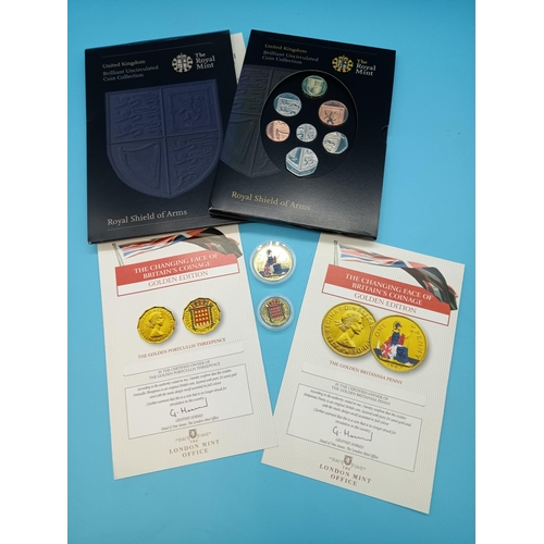 612 - A United Kingdom Brilliant Uncirculated Coin Set, Changing Face of Britain's Coinage Golden Edition ... 