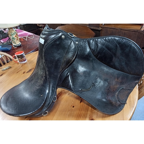 338 - A Black Leather Horse Saddle.