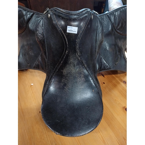 338 - A Black Leather Horse Saddle.