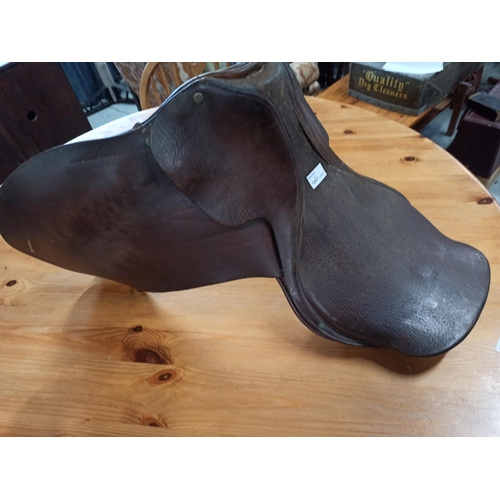 337 - A Brown Leather Horse Saddle.