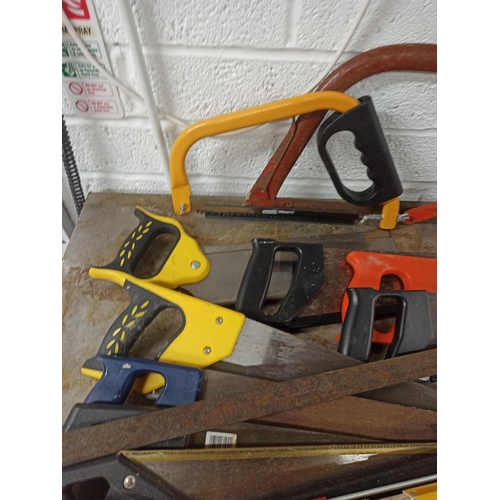 81 - A Selection Of Hand Tools, Mainly Saws, Record Bolt Croppers, Set Of Record Stilsons