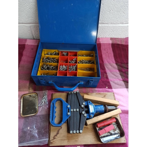 154 - Draper Rivet Gun, With Rivet & Accessories. In Metal Case.