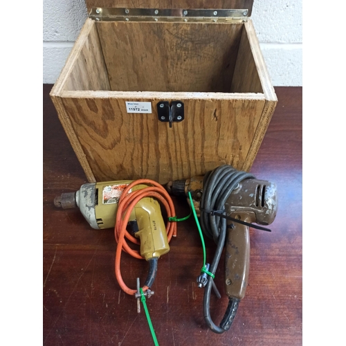 134 - A Pair Of 240v Drills In Wooden Box.