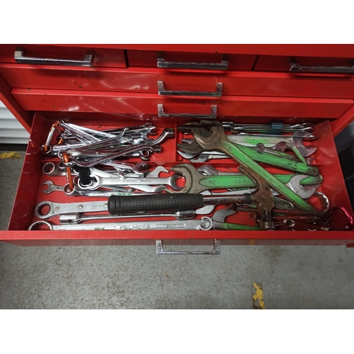 162 - Metal Tool Cabinet On Trolley With Contents & Keys.