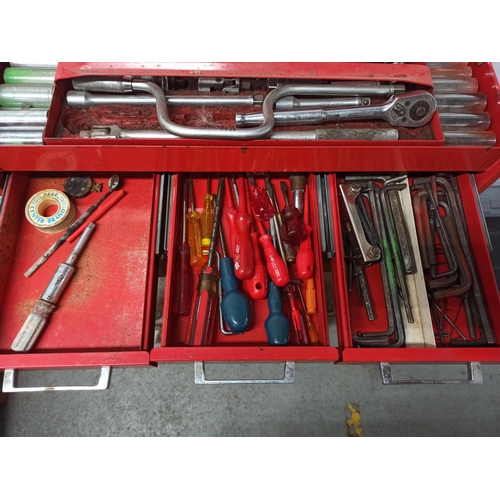 162 - Metal Tool Cabinet On Trolley With Contents & Keys.