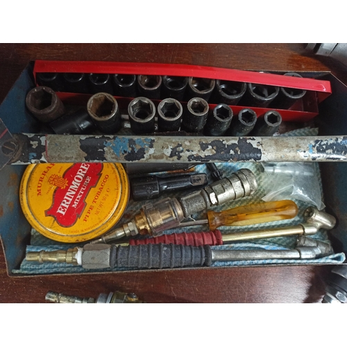 126 - Air Tools With Airline Reel. Including Socket, Drill & Impact Wrench.