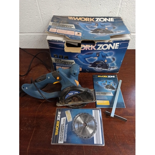 122 - Workzone 500w Multi Purpose Circular Saw. Boxed With Spare Blade & Instructions.