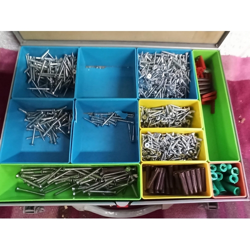 136 - A Box Of Assorted Screws, Bolts, Allen Screws, Washers & More