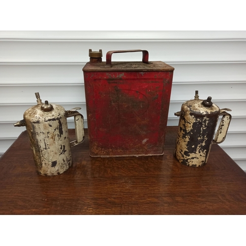 62 - A Vintage Petrol Can & 2 x Spray Guns.