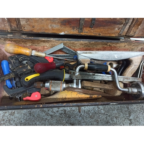 211 - A Wooden Tool Box Including Contents.