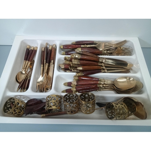 345 - A Thai Brass Cutlery Set