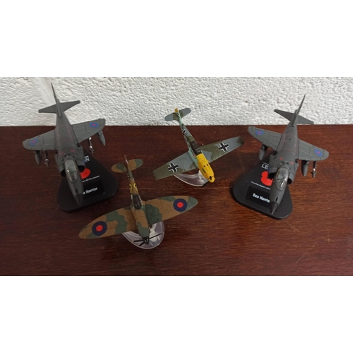 1115 - 4 x Model Aircraft, Including 2 Sea Harriers & More