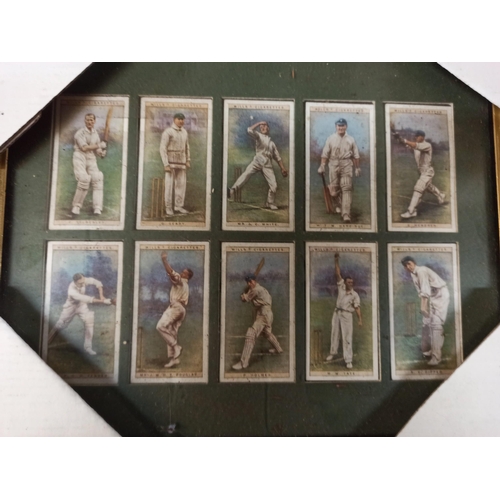 331F - 2 x Framed Cigarette Cards Wills Cigarette  Cricketers 1928 Greys Cigarette British Orders Of Chival... 