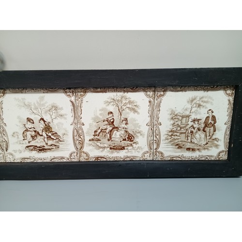 328M - A Framed Set of 6 x Antique Porcelain Tiles