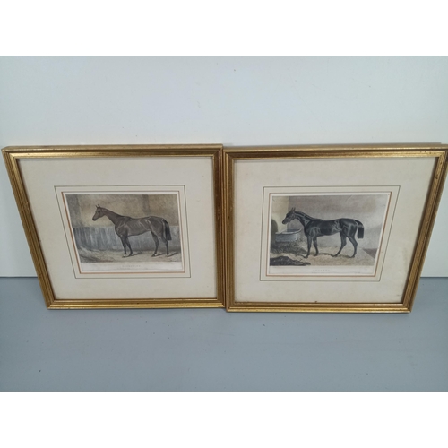 331K - 2 x Framed Antique Horse Racing Coloured Engravings. Ghuzne -Winner of the Epsom Oaks 1841 and Decep... 