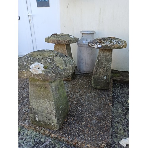 1 - 3 x Staddle Stones 70cm H  x 53cm Approx. ( slightly different sizes - one base needs repair)