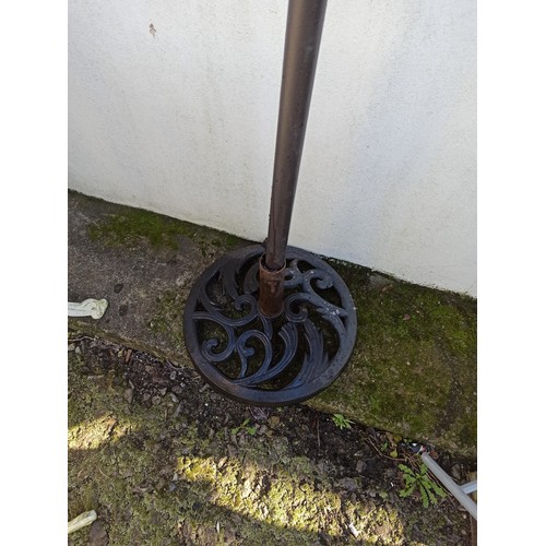 8 - Beige Parasol on Metal Ornate Stand