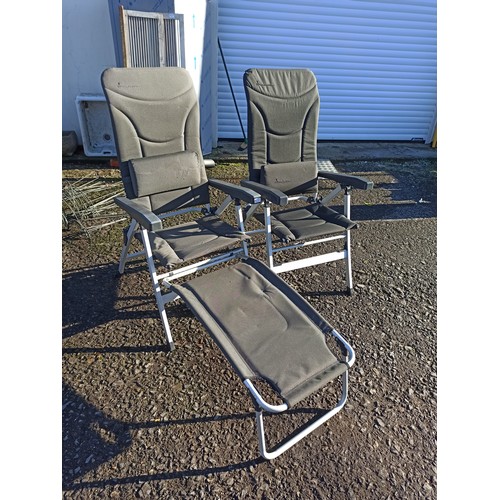 15 - A Pair of Folding Sun lounger Type Chairs , One with Clip On Leg Rests