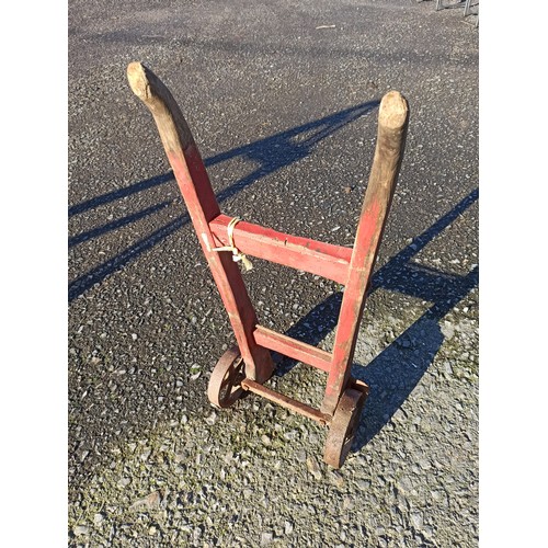 22 - Antique Sack Truck with Metal Wheels - Old woodworm - now not present