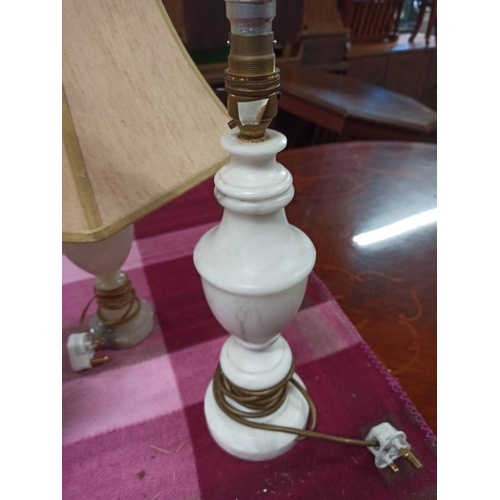 205 - Marble & Alabaster Lamps, One With Shade, 3 In Total.