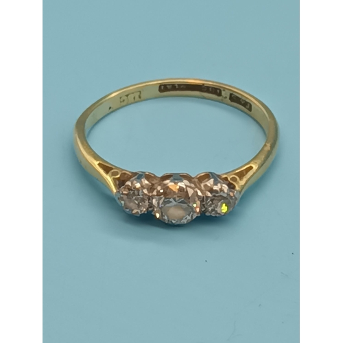 402 - A 9ct Gold & Diamond Trilogy Ring.