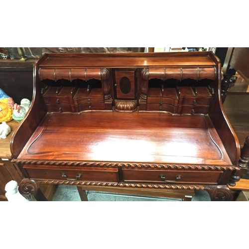 620 - A Lady Chippendale Escritoire Secretaire Desk - Handmade In Walnut Wood with Cabriole Legs and  Claw... 