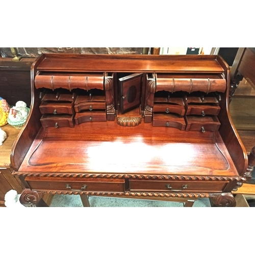 620 - A Lady Chippendale Escritoire Secretaire Desk - Handmade In Walnut Wood with Cabriole Legs and  Claw... 