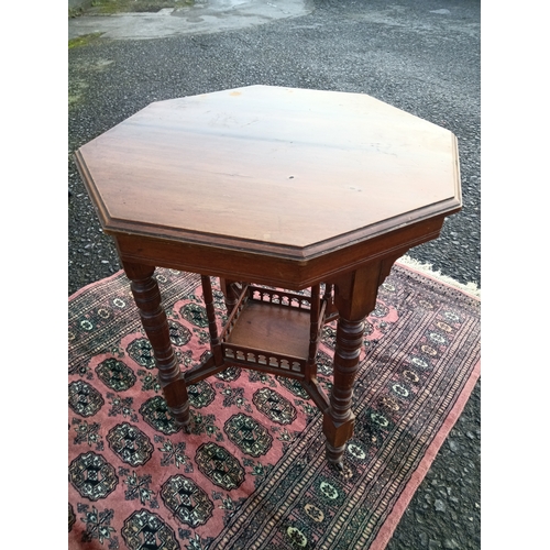 776 - A Hexagonal Mahogany Table with Lower Gallery 74 x 66 x 66cm