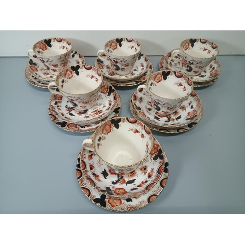 593 - A Quantity of Antique Hand Painted Imari  - 6 x Cups, Saucers and Tea Plates