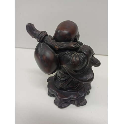 390 - A Small Antique Oriental Carved Resin Buddha 11cm High ***  NOT WOODEN