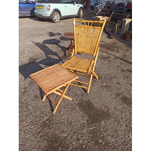 678 - Antique Bamboo Table and Folding Chair