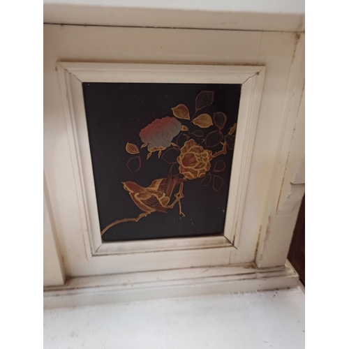 382 - Vintage White Painted Dressing Table with Bevelled Mirror and Brass Handles- Hand Painted Panels in ... 