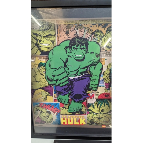 295 - 3 x Marvel Comics Superhero Framed Prints 64 x 45cm