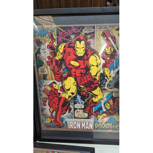 295 - 3 x Marvel Comics Superhero Framed Prints 64 x 45cm