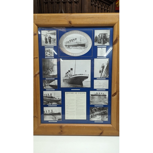 378 - A Large Pine Framed History Of The Sinking Of The Titanic.
98cm x 76cm