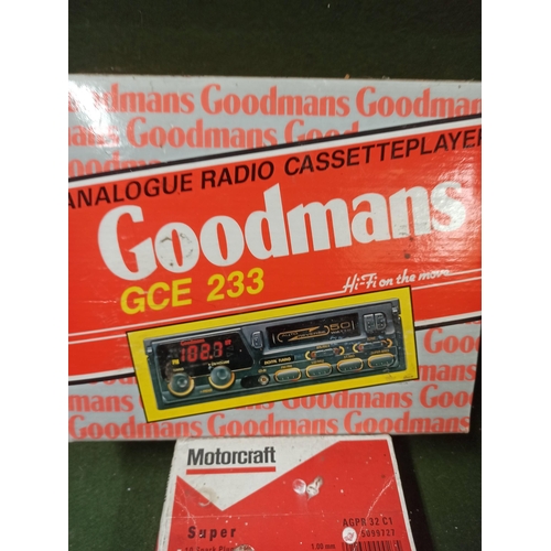 129 - Goodmans GCE 233 Car Stereo and Motorcraft Super Spark Plugs x 9