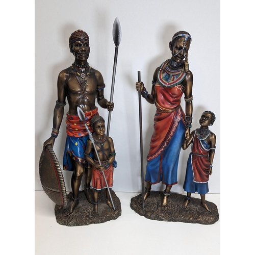 522 - A Pair Of Leonardo Collection Massai Figurines, 2003 (Repair To Spear)
48cm Tall.