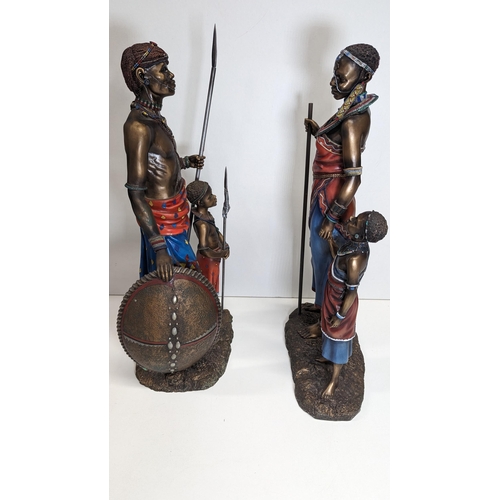 522 - A Pair Of Leonardo Collection Massai Figurines, 2003 (Repair To Spear)
48cm Tall.