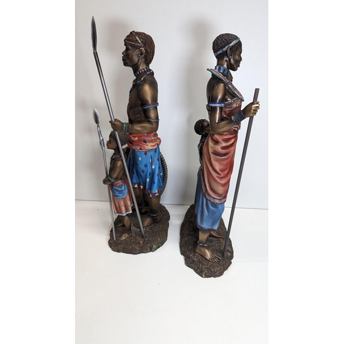 522 - A Pair Of Leonardo Collection Massai Figurines, 2003 (Repair To Spear)
48cm Tall.