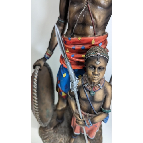 522 - A Pair Of Leonardo Collection Massai Figurines, 2003 (Repair To Spear)
48cm Tall.