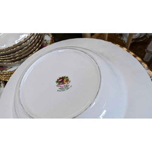 376 - Royal Albert Country Roses China inc. 1 x Meat Plate, 6 x Dinner Plates, 1 x Gravy Boat and Saucer, ... 