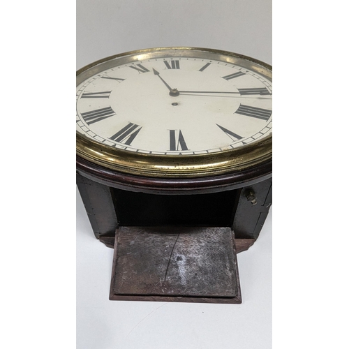 595 - A 12 Inch Fusee 8 Day Station/ School Clock C1900 Working with Key