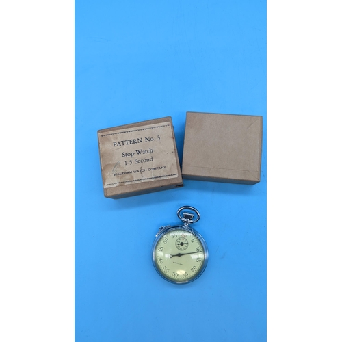 570 - A Waltham no.3 Pattern Stop Watch with Ordinance Mark on Back of Case