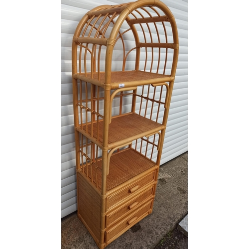 672 - Bambo Dome Topped Shelf Unit With 3 Draws.
50cm H x 70cm W x 45cm D.